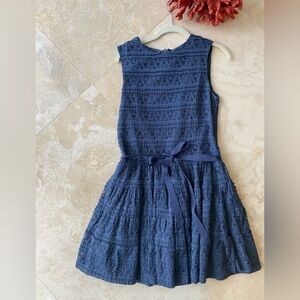 Zara Basic Fit & Flair Sleeveless Blue Lace Dress - M